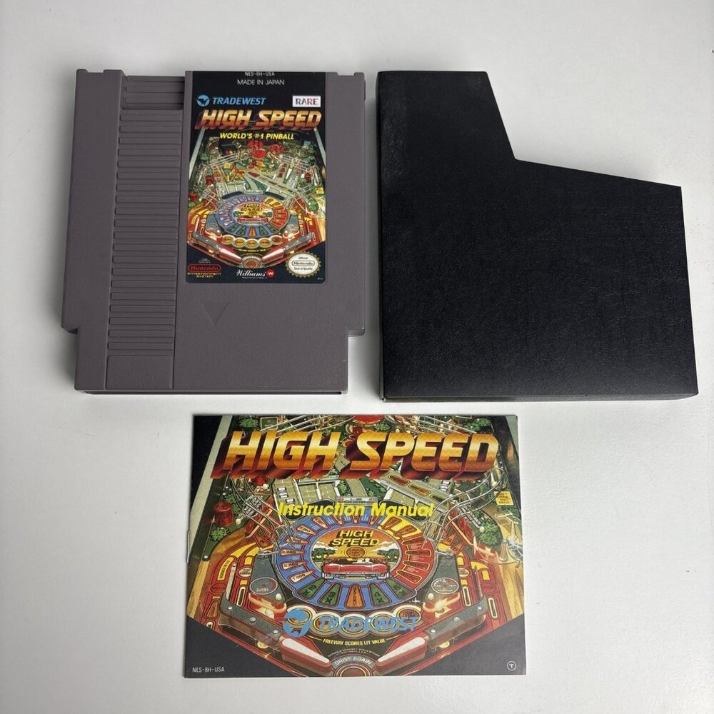 High Speed Nintendo NES World’s‎ #1 Pinball Game, Manual & dust cover Tradewest